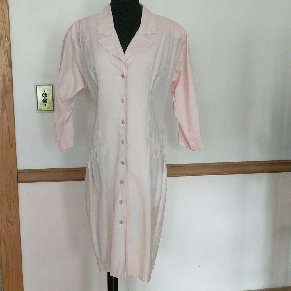 Vintage Oberon Linen Pastel Pink Dress size 6